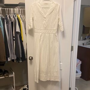 Simple Retro Classic White Lace Sailor Dress